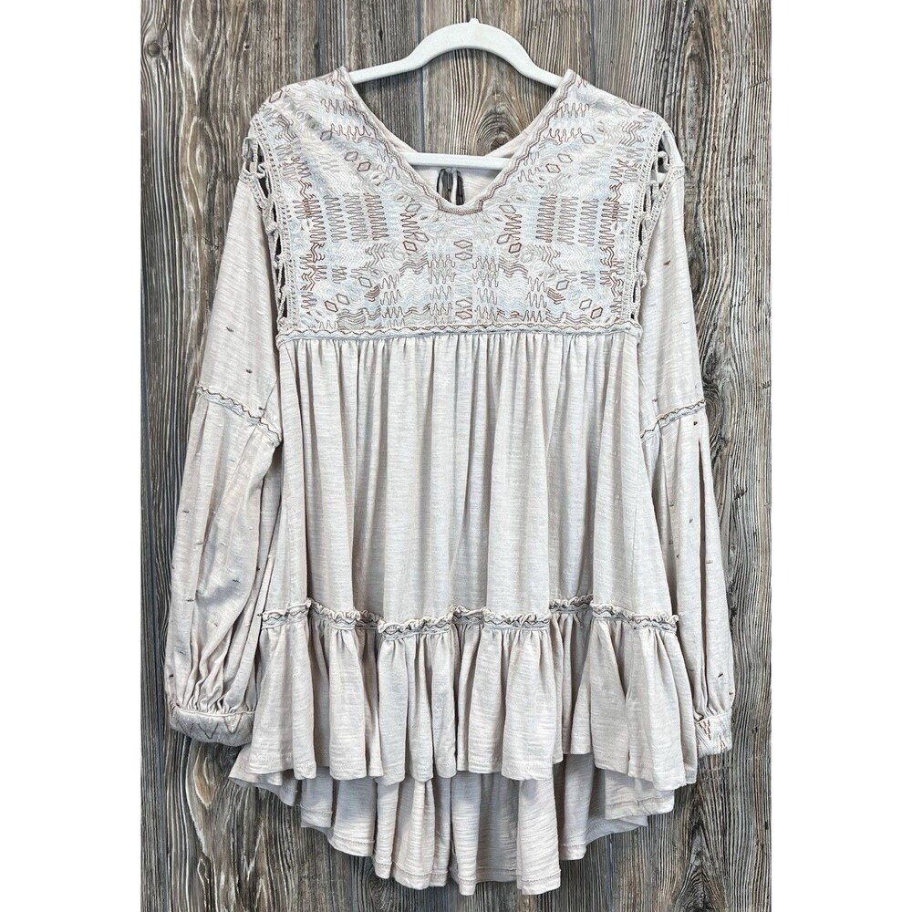 Free People ‘Much‎ Love’ Tunic Top MED Boho Chic Peasant Romantic Cottagecore